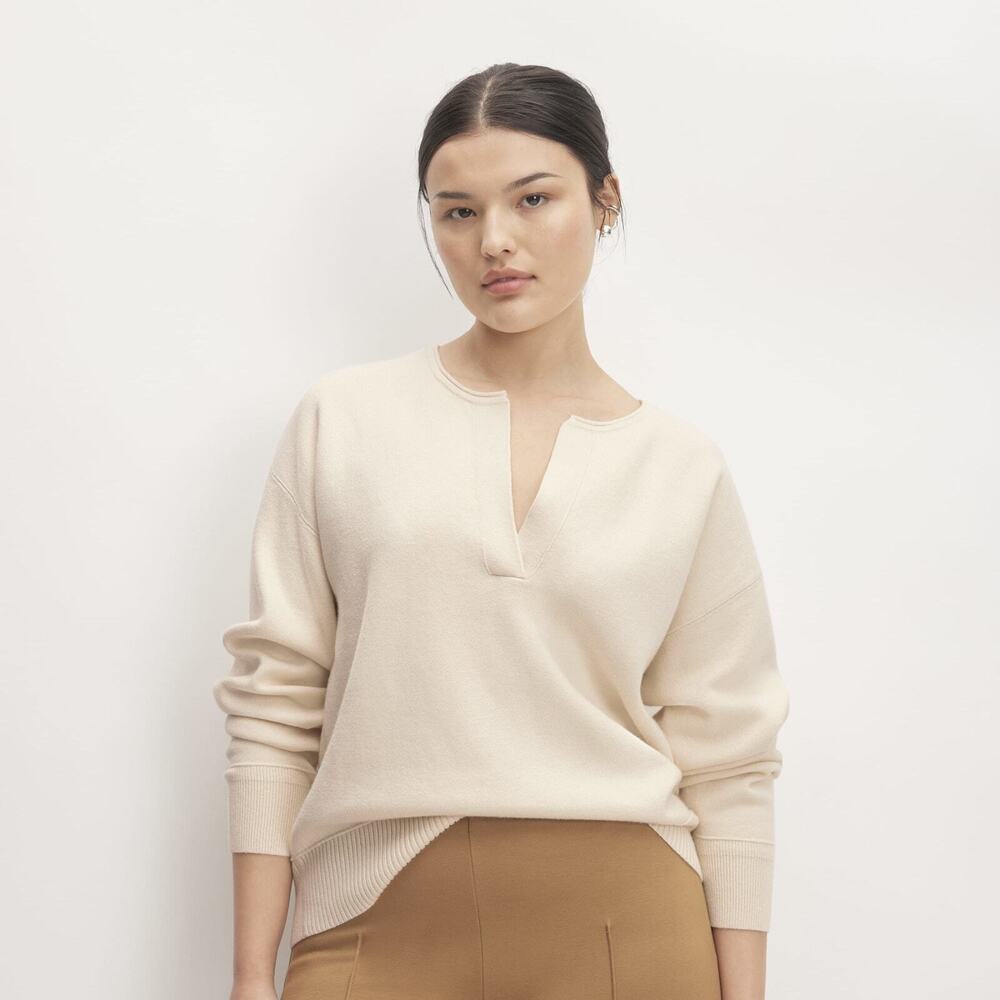 NWT Everlane The Cotton-Merino Vintage Henley White Base - Size XXS - Picture 2 of 5